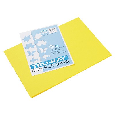 Pacon® Tru-Ray Construction Paper, 76 lbs, 12 x 18 - Yellow (50 Sheets Per Pack)