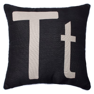 Monogram S Throw Pillow Black (18
