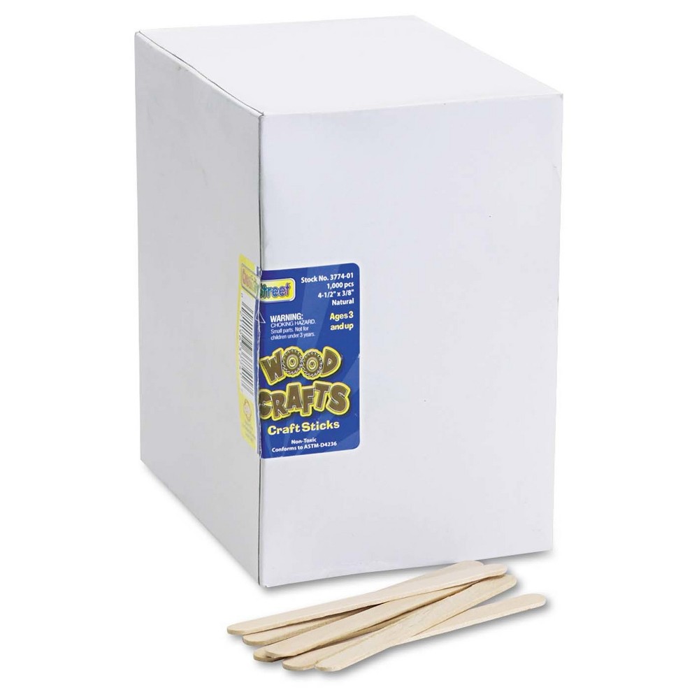 Chenille Kraft Natural Wood Craft Sticks, 4 1/2 x 3/ - 1000 Per Box, Natural/Wood