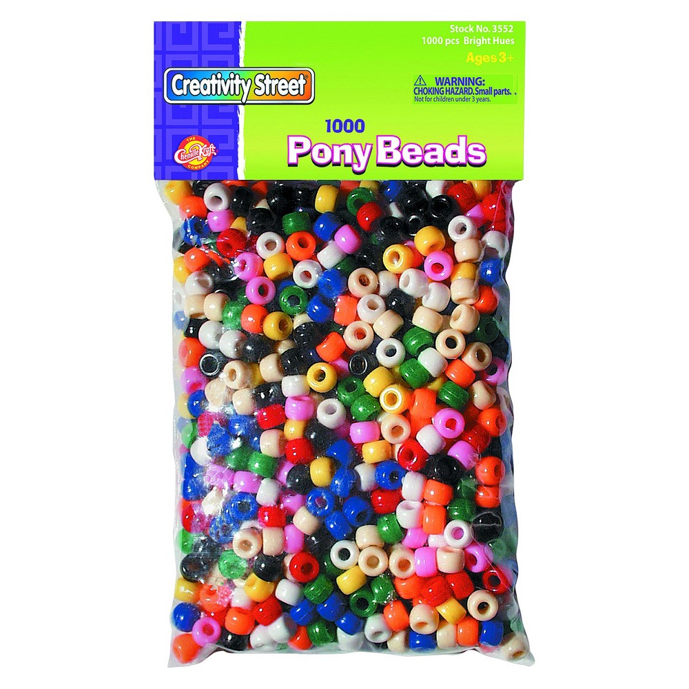 Creativity Street Pony Beads, Plastic, 6mm x 9mm - Multi-Colored (1000 Per Pack), Mult-Colored
