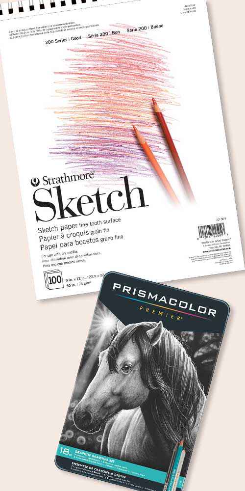 Strathmore 9x12 Spiral Sketch Paper Pad - 100ct, Prismacolor Premier 18pk Graphite Drawing Set