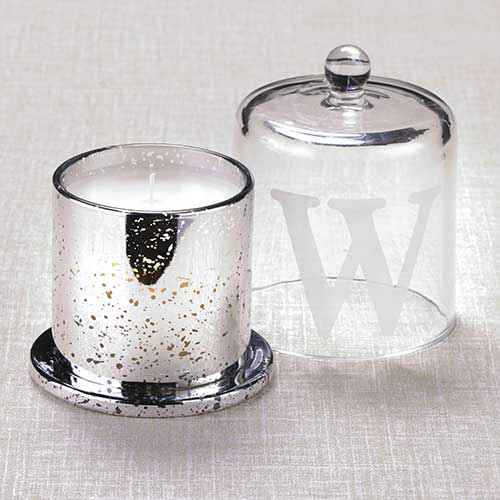 Lakeside Monogram Mercury Glass Jar Candle with Cloche Top - Unscented - A