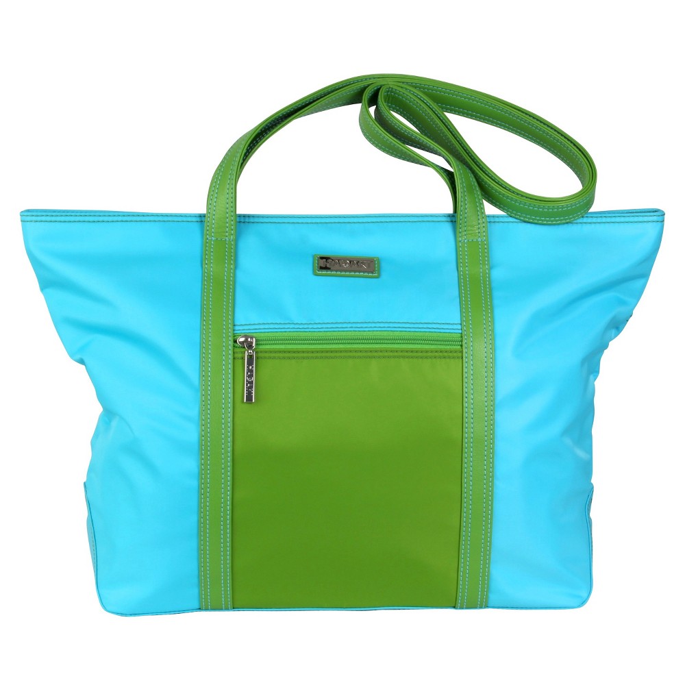 Womens Cosmopolitan Nylone Tote Handbag, Apple Green/Multi-Colored/Blue