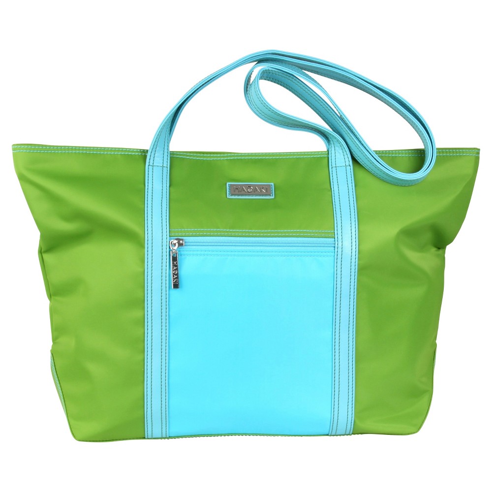 Womens Cosmopolitan Nylone Tote Handbag, Blue/Multi-Colored/Apple Green