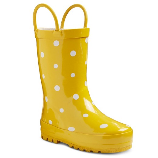 Toddler Girls' Polka Dot Rain Boots - Yellow : Target