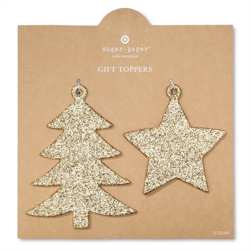 Sugar Paper Glitter Gold Gift Toppers