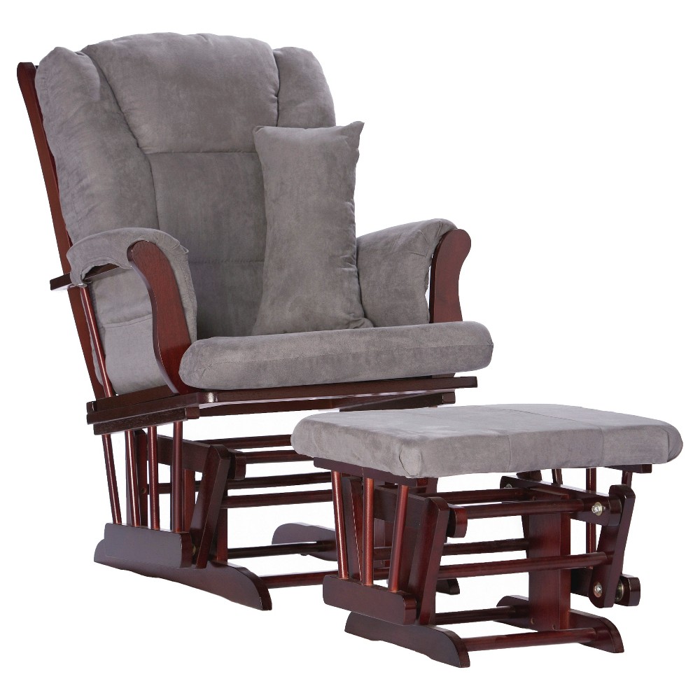 Stork Craft Tuscany Cherry Glider and Ottoman - Gray