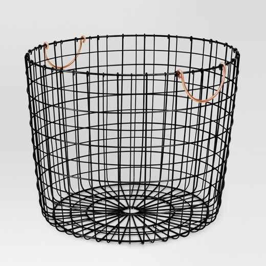 Wire Log Basket with Copper Handle Matte Black Threshold Target