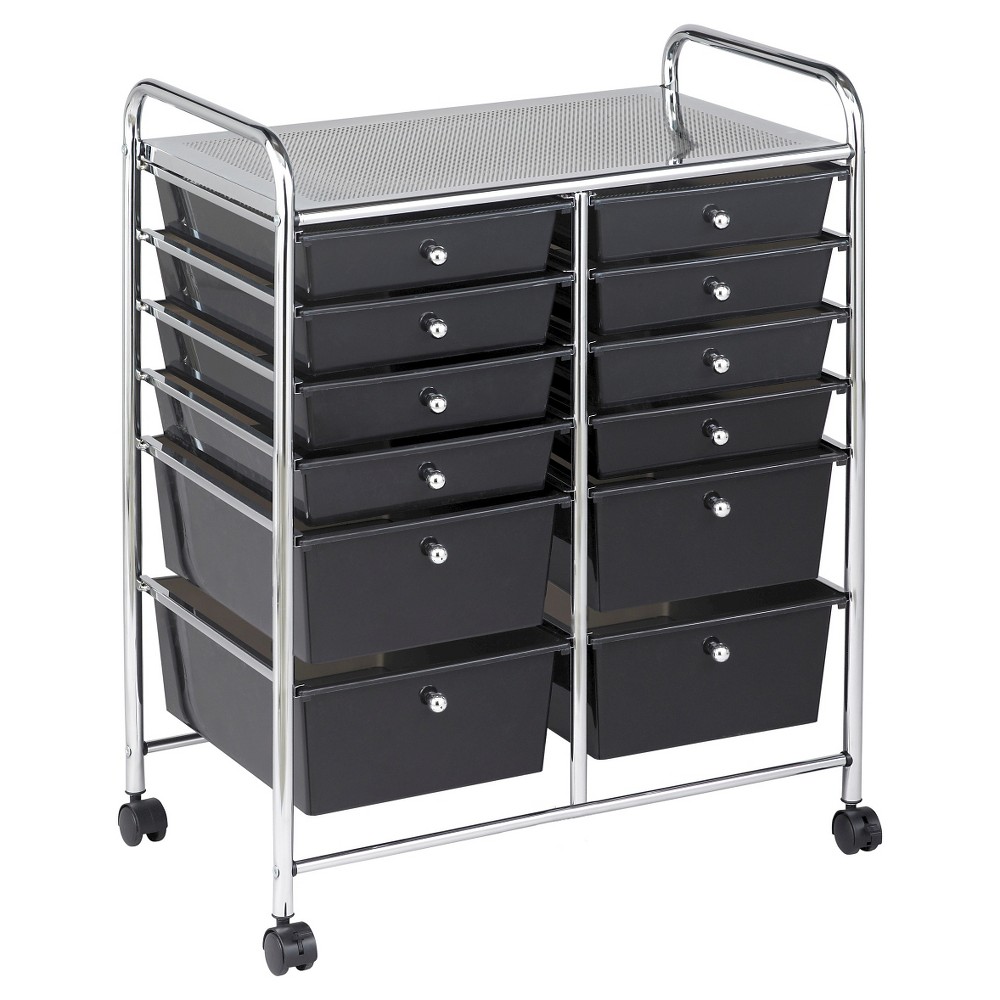 ECR4Kids 12 Drawer Mobile Organizer - Smoke, Gray