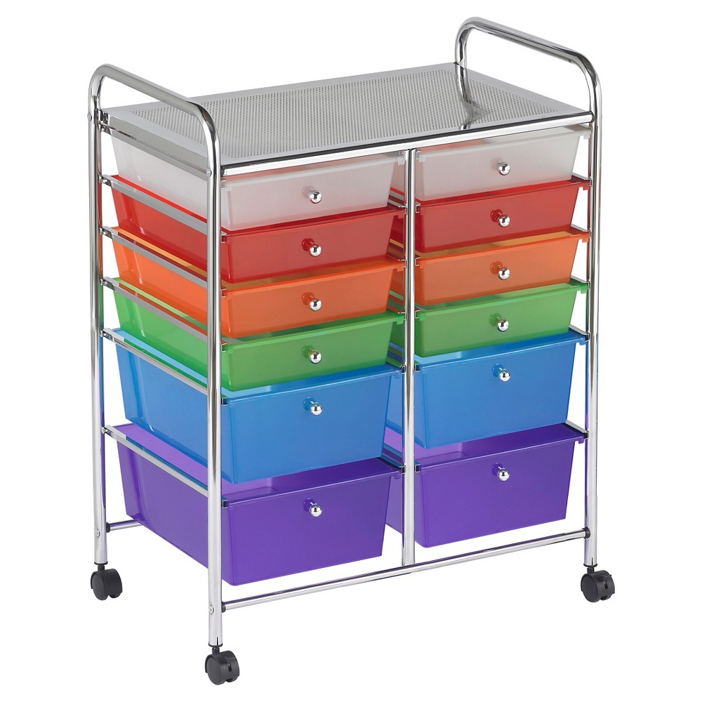 ECR4Kids 12 Drawer Mobile Organizer, Multi-Colored