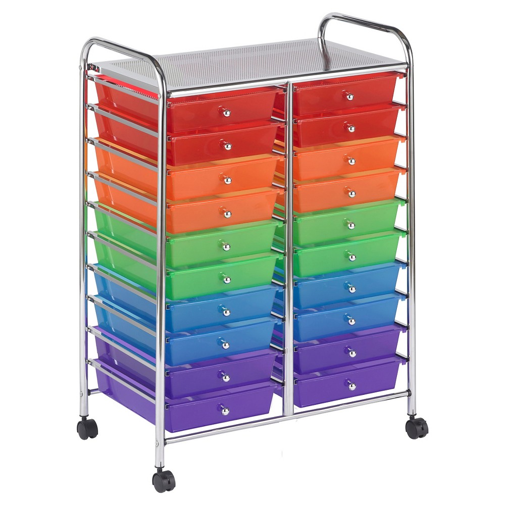 ECR4Kids 20 Drawer Mobile Organizer, Multicolored