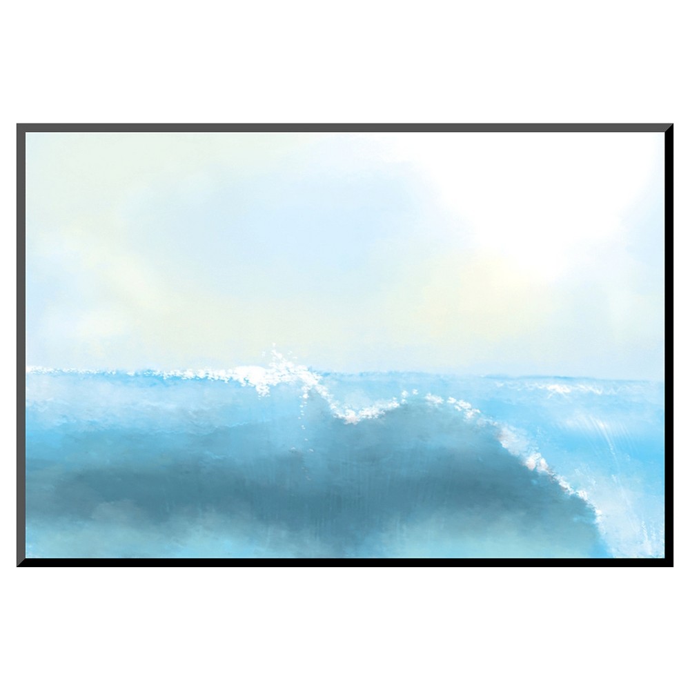 Art.com Painting Of A Great Sea Wave - Mounted Print, Aqua Chrome
