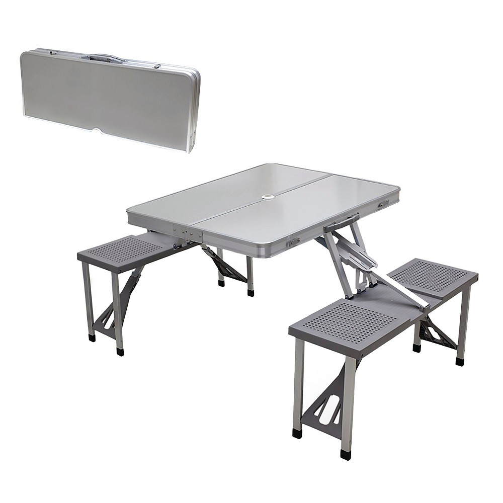 Aluminum (Silver) Picnic Table Portable Table and Seats
