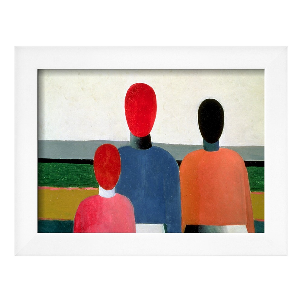 Art.com Three Female Figures by Kasimir Malevich Framed Print, Soho White