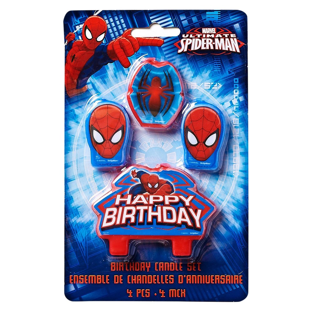 4ct Spider-Man Birthday Candles, Multi-Colored
