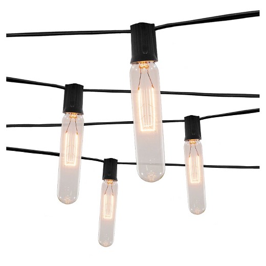 10Ct Filament-in-Glass Tube Style Bulb String Lights - Black Wire - Smith & Hawken : Target