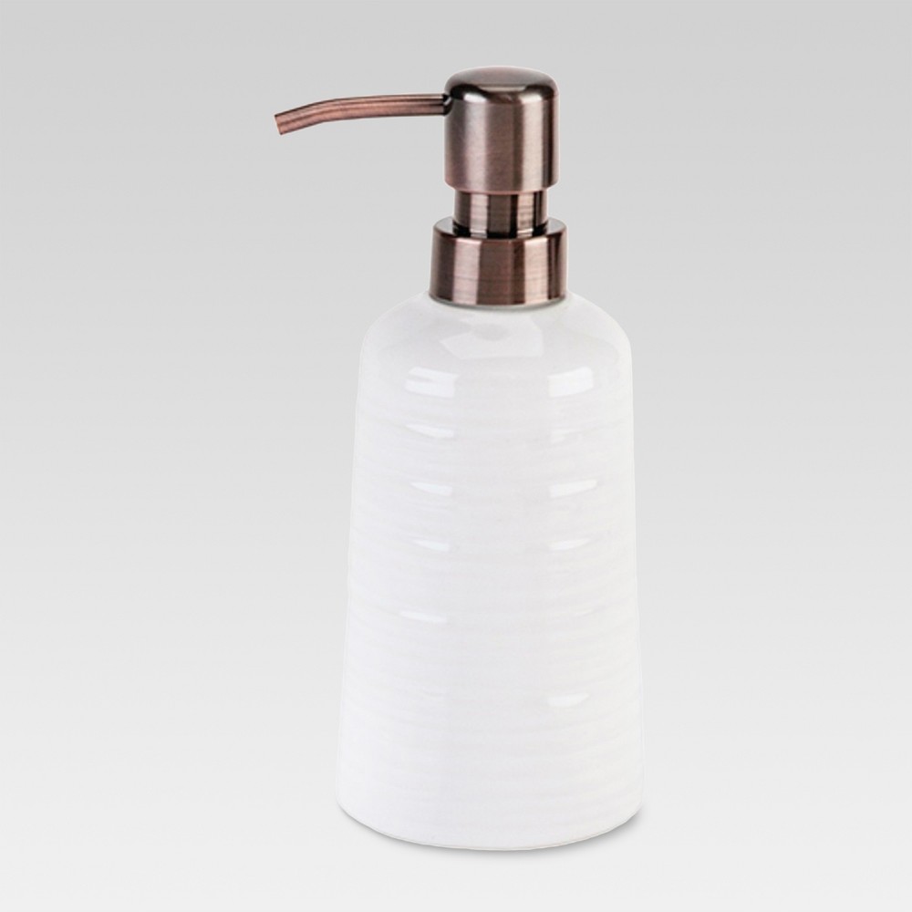 Ribbed Ceramic Soap Pump White - Threshold