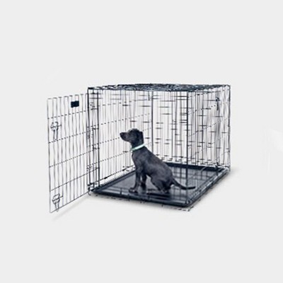 Portable White Aluminum Collapsible Single Dog Crate Box Folding Pet Carrier