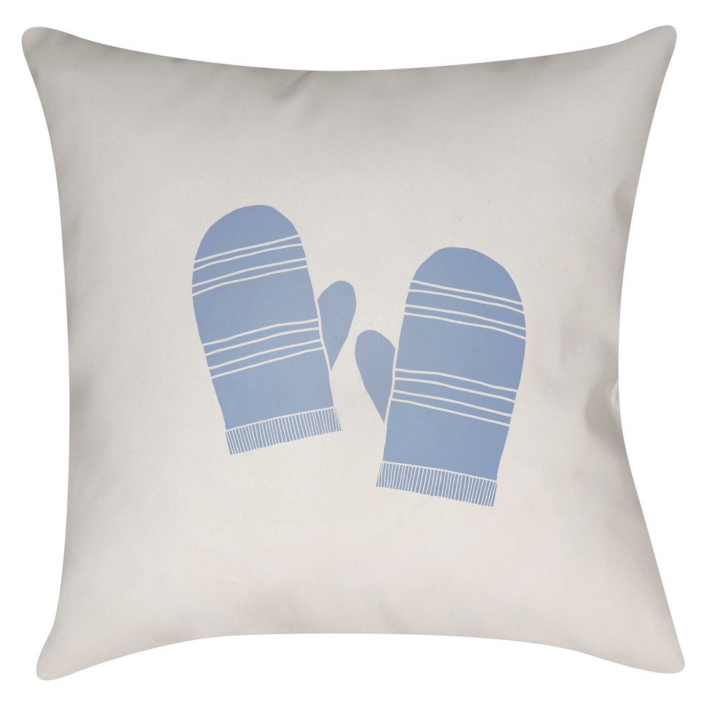 Light Blue Mittens Throw Pillow 16"x16" - Surya, Lite Blue