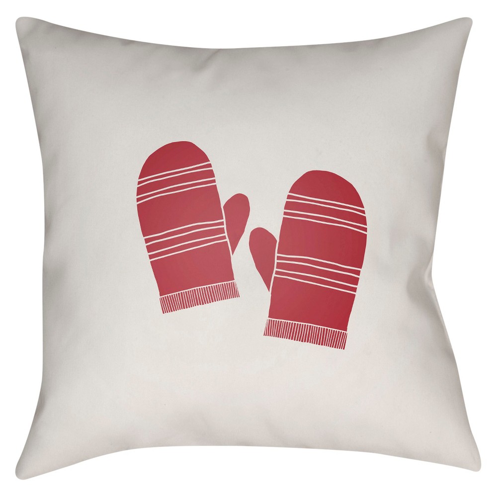 Red Mittens Throw Pillow 20"x20" - Surya