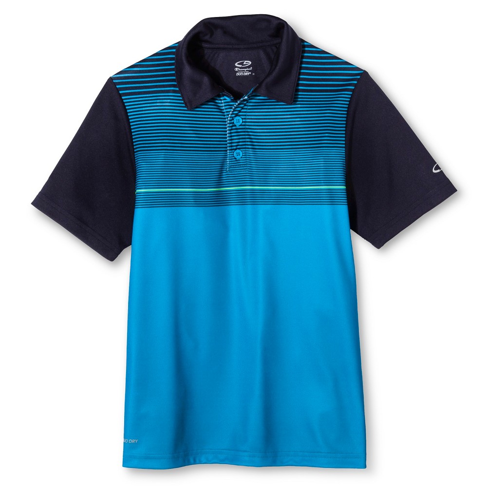 Boys Golf Polo - C9 Champion Fiji Aqua (Blue) Stripe L
