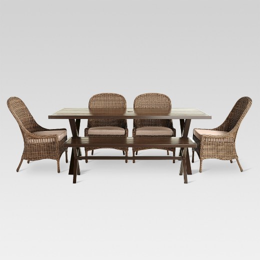 Threshold Mayhew 6 Piece All Weather Wicker Dining Set dealepic
