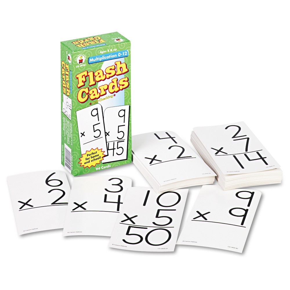 Carson-Dellosa Publishing Flash Cards, Multiplication Facts 0-12, 3w x 6h, 94/Pack, Multi-Colored