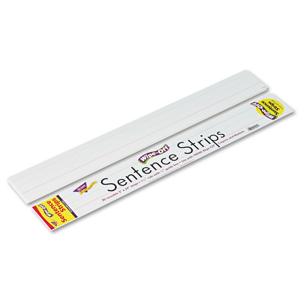 UPC 078628040012 product image for Trend Wipe-Off Sentence Strips, 24 x 3, White, 30/Pack | upcitemdb.com