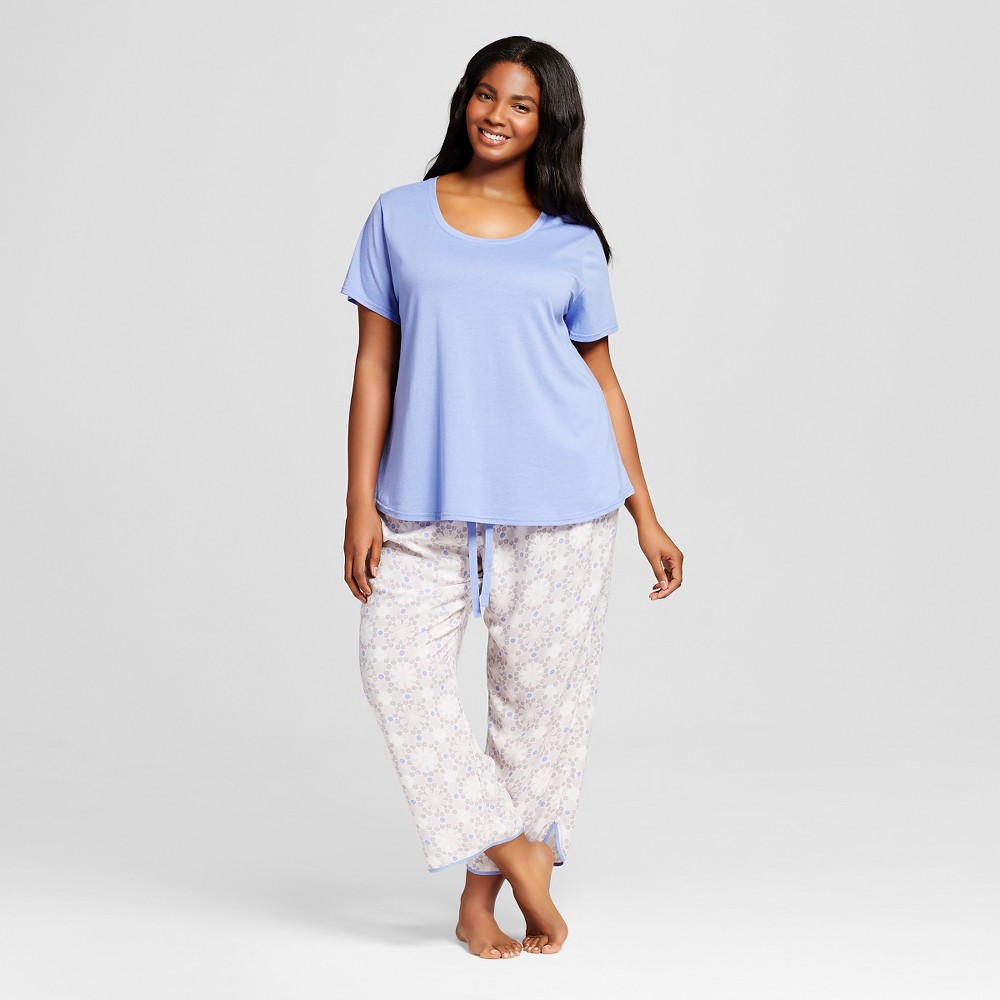 Womens Plus Size Sleepwear Textured Knit Pajama Set - Gray 4X