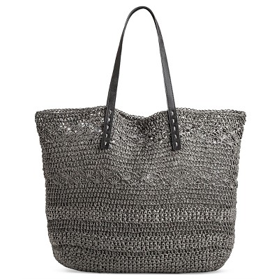 Grey straw top bag