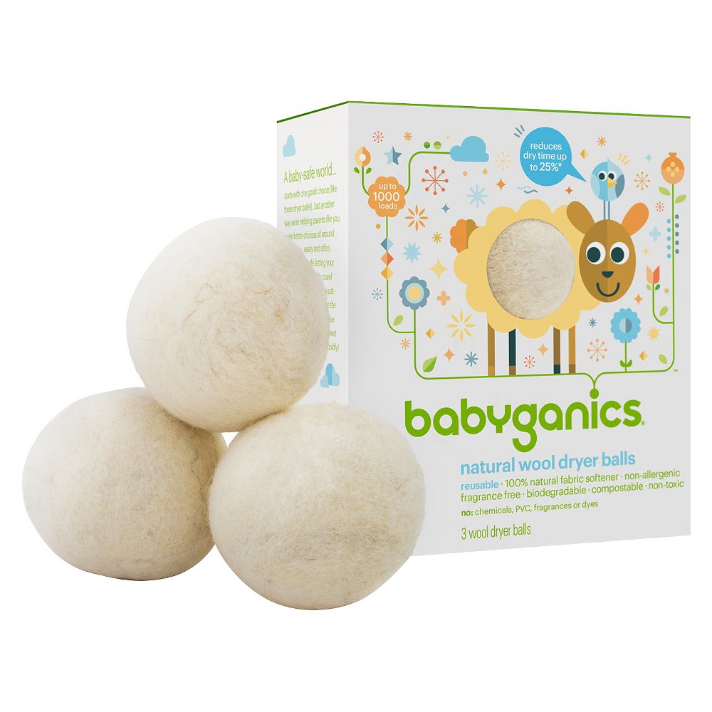 Babyganics Natural Wool Dryer Balls â€“ 3 ct