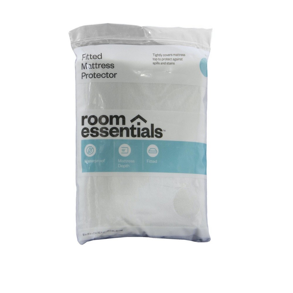 Fitted Mattress Protector White (Twin) - Room Essentials