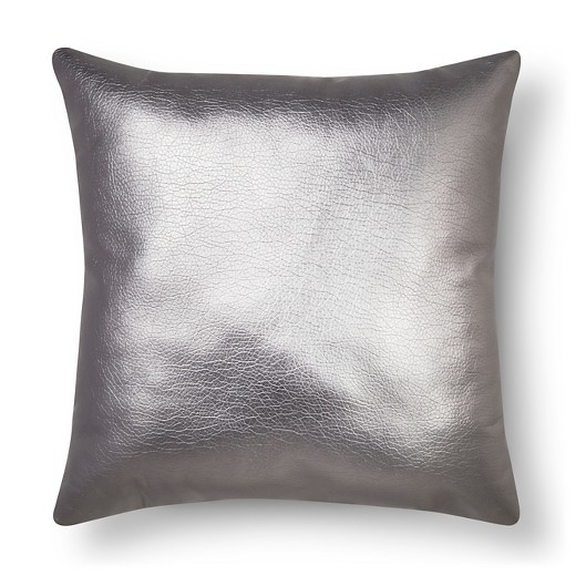 Silver Metallic Faux Leather Throw Pillow - Xhilaration : Target