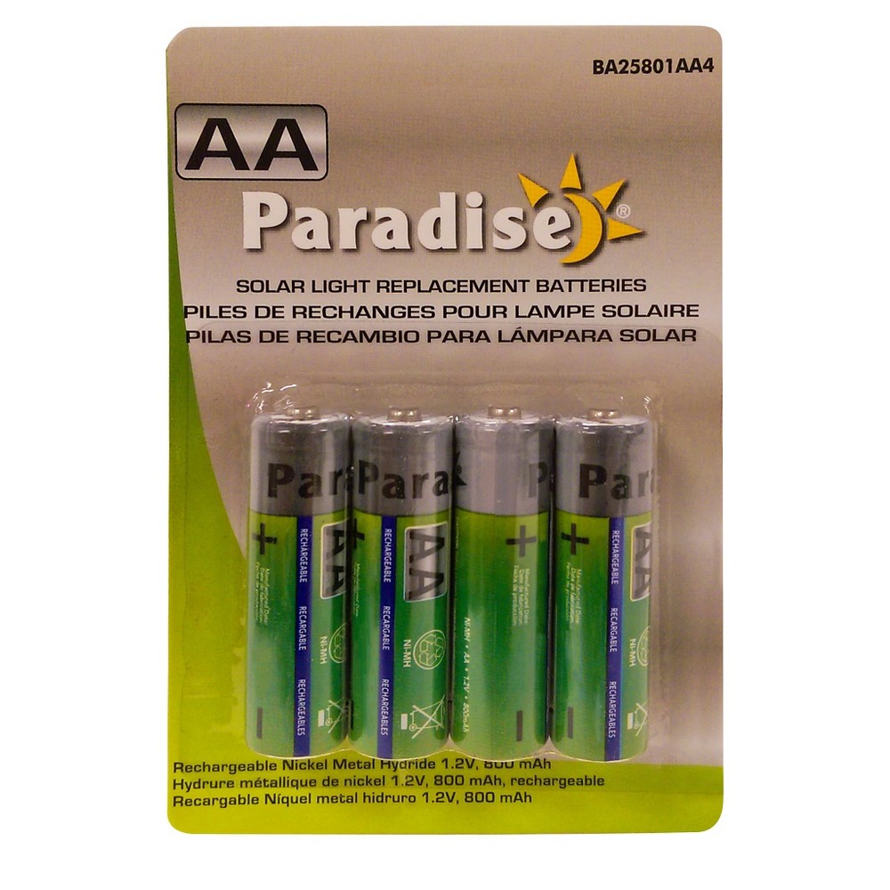 Paradise Garden 4 Pack AA 800 mAh Batteries