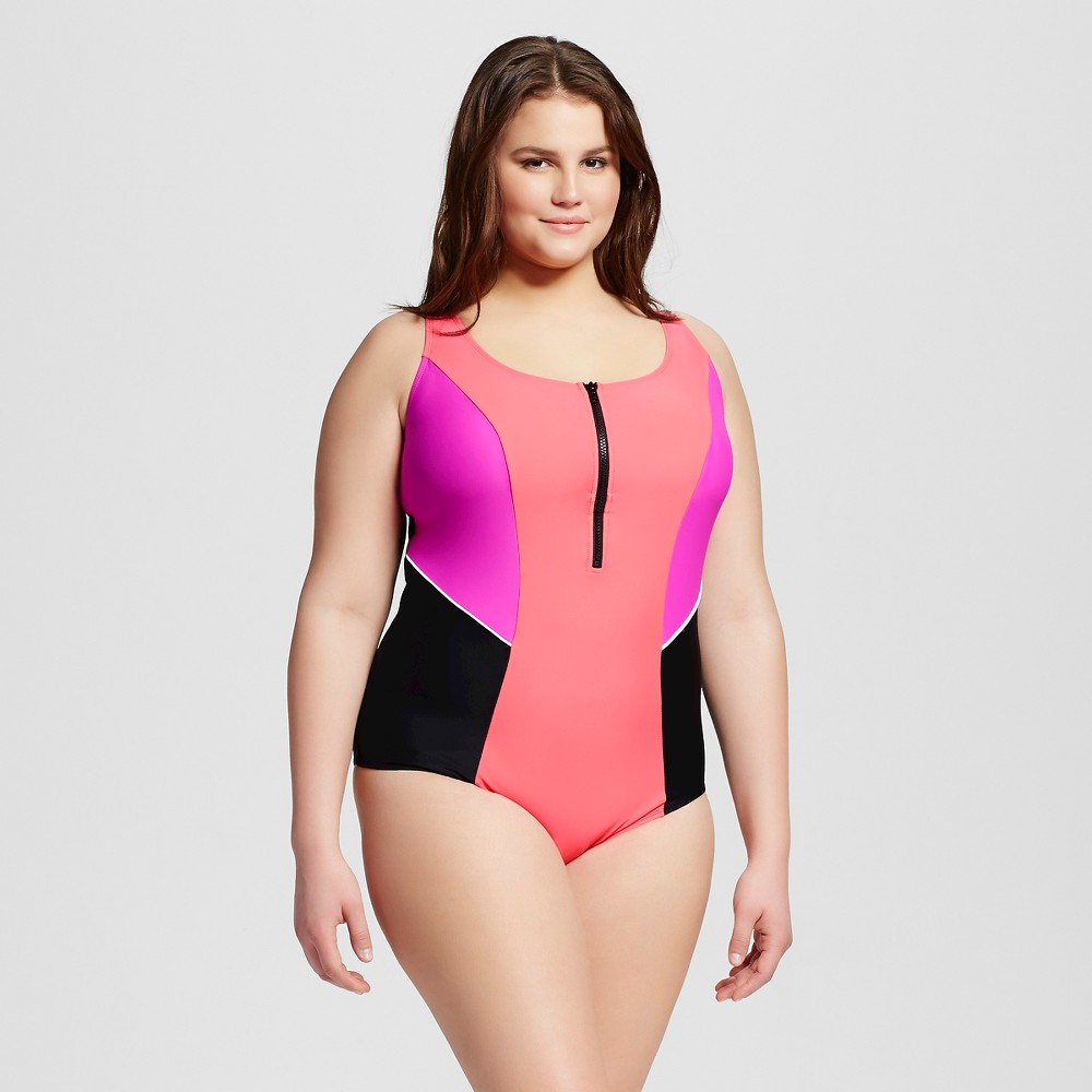 Women's Plus Size One Piece Swimsuits Neo Fuschia X - Costa Del Sol, Pink