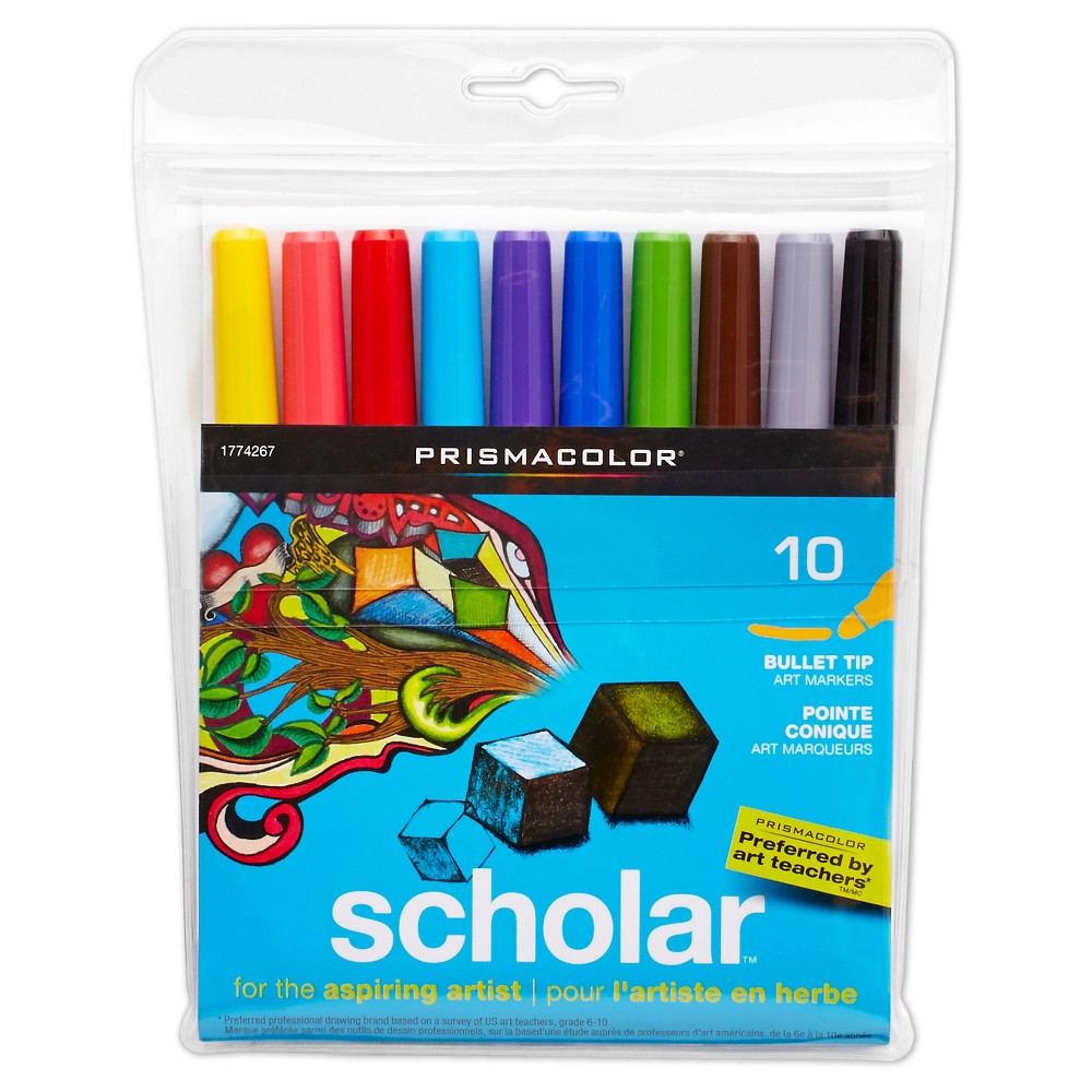 Prismacolor Scholar Markers, Bullet Tip - 10ct, Multi-Colored