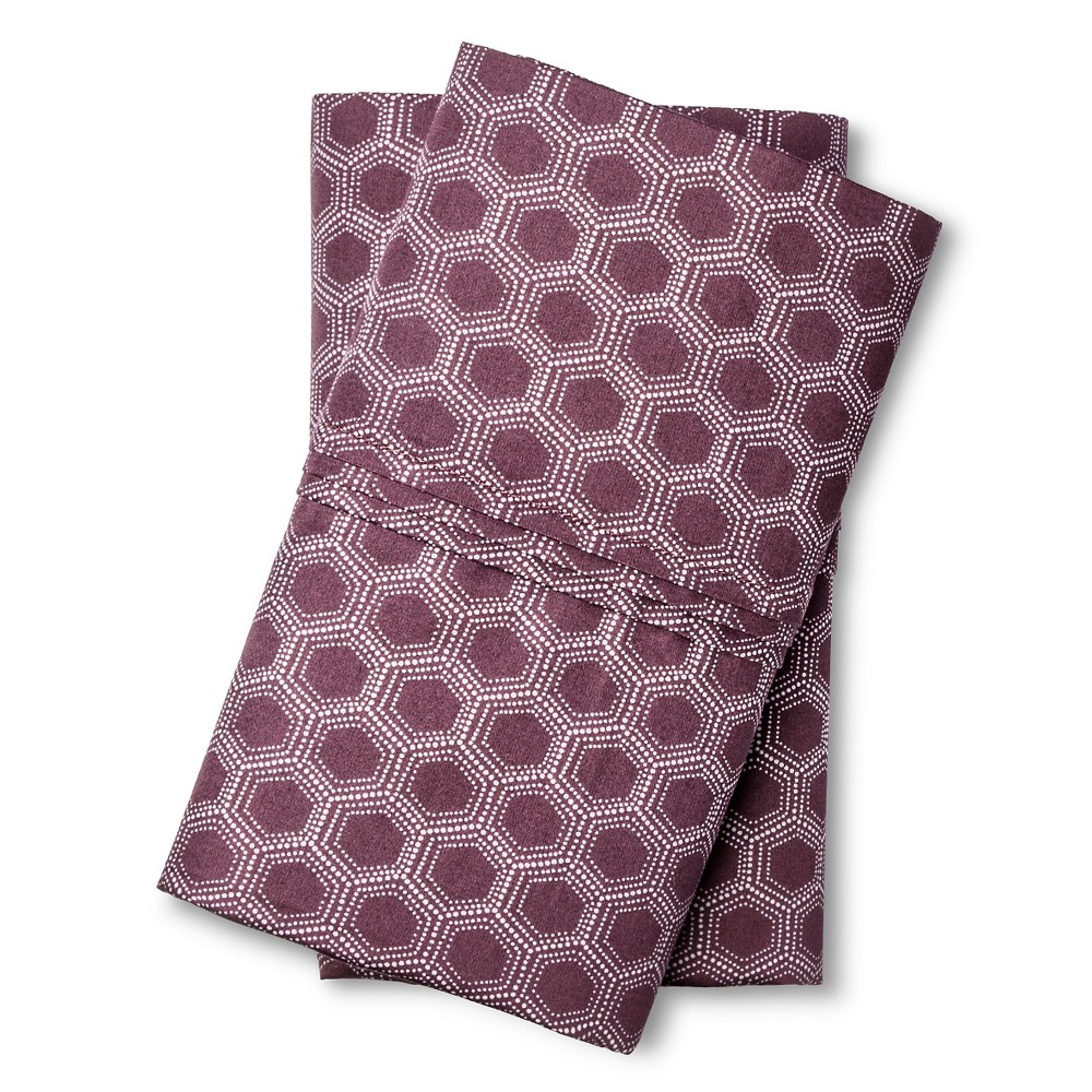 Classic Percale Pillowcases (King) Purple Hexagon 300 Thread Count - Threshold