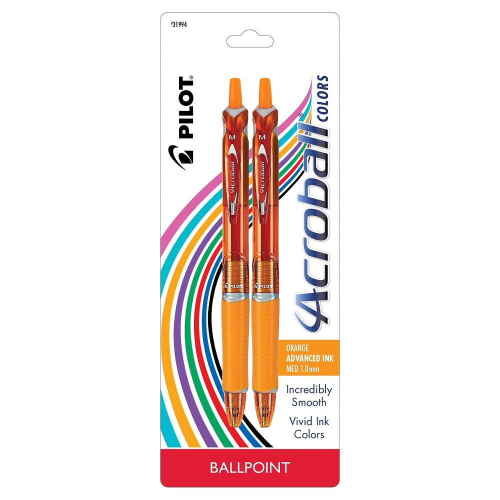 Pilot Acroball Ballpoint Pens, 2ct - Orange, Orange Smoothie