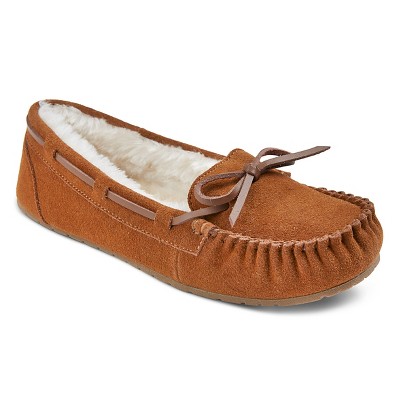 Womens Chaia Genuine Suede Moccasin Slippers Chestnut 8 Target