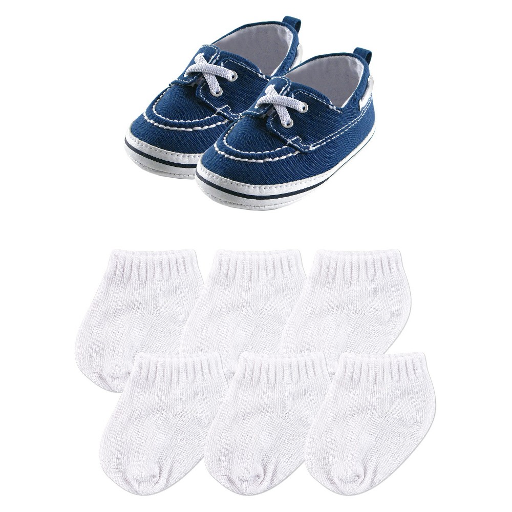 Luvable Friends Baby Boys Slip On Shoes & Socks Gift Set - Navy 0-6M, Blue