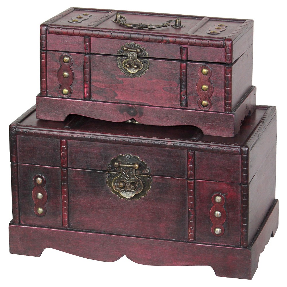 Storage Chests/Trunks Set of 2 Antique Wooden - Quickway Imports, Purple