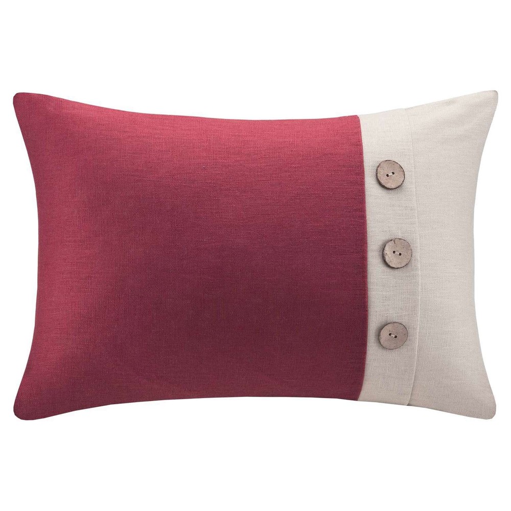 UPC 675716708795 product image for Linen 3 Button Oblong Throw Pillow - Red/Linen (14x20