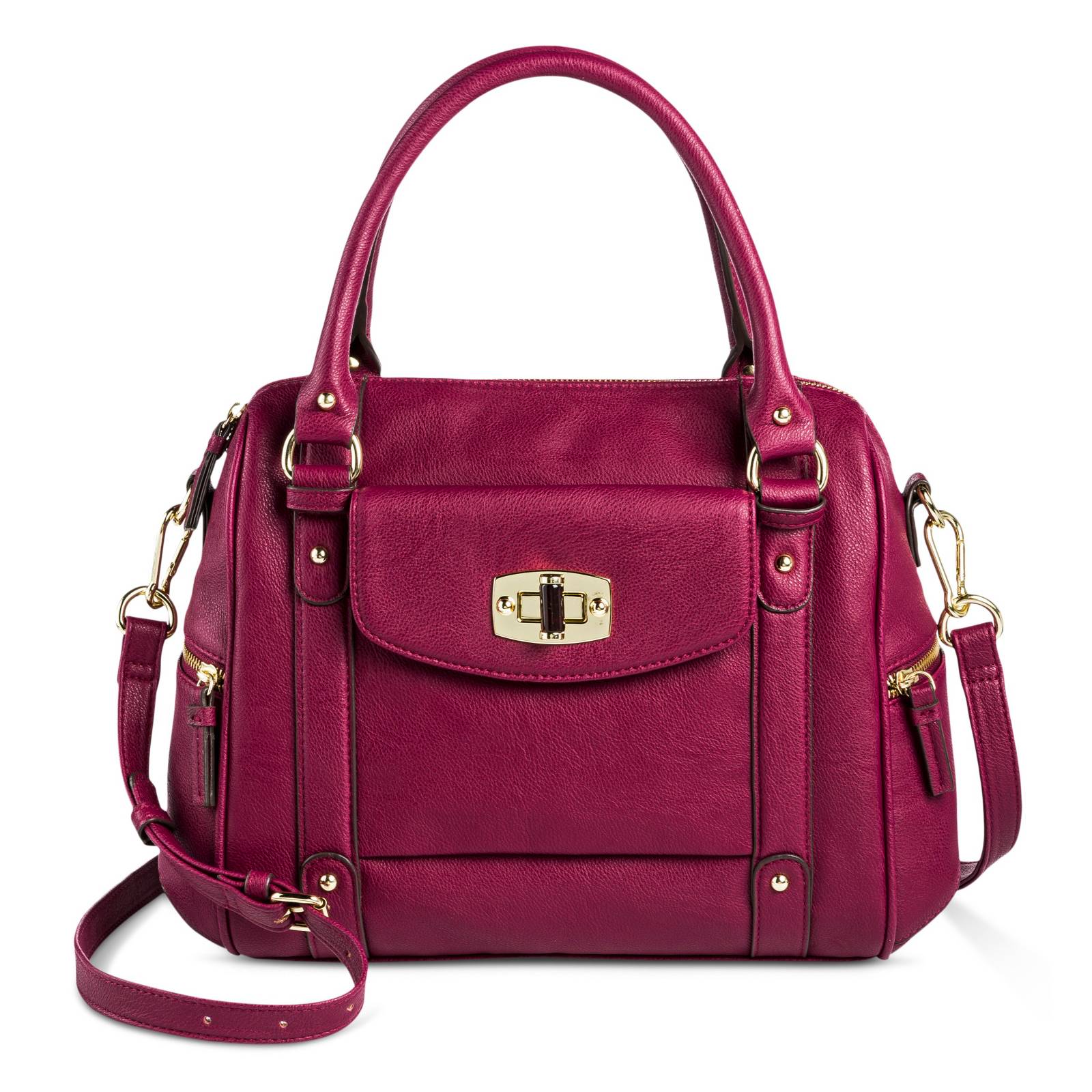 Women's Satchel Faux Leather Handbag with Removable Crossbody Strap ...