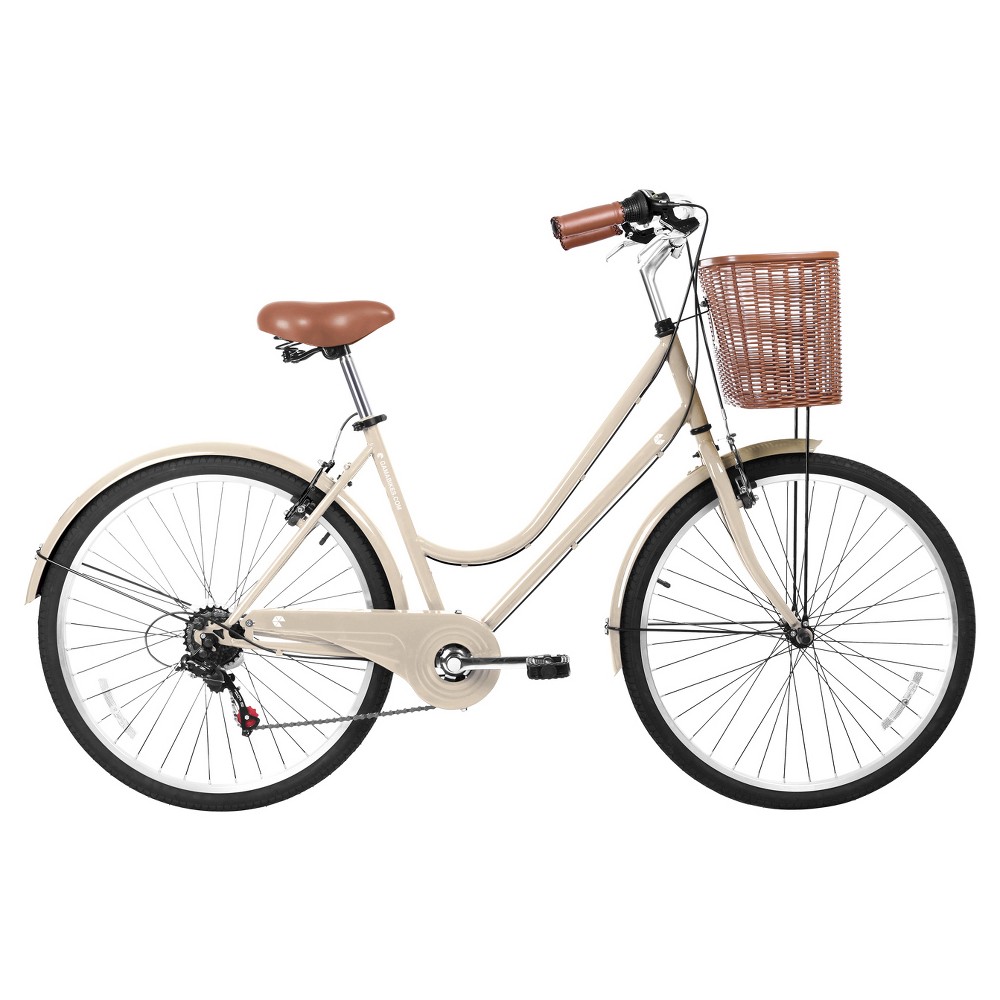 Gama Bikes Womens Basic 26 6-Speed Urban Hybrid Commuter - Beige, Milestone Beige