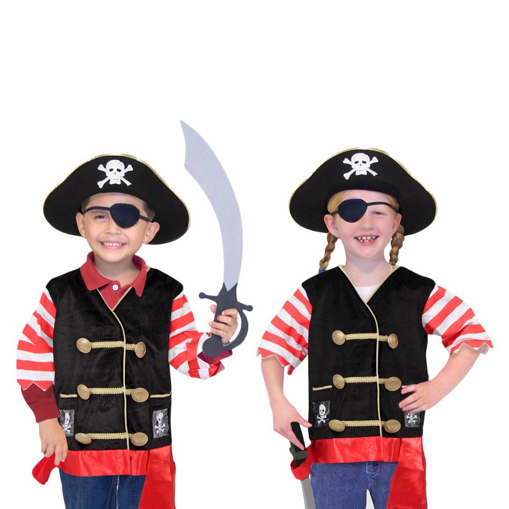 Melissa & Doug Pirate Role Play Costume Dress-Up Set With Hat, Sword, and Eye Patch, Blue
