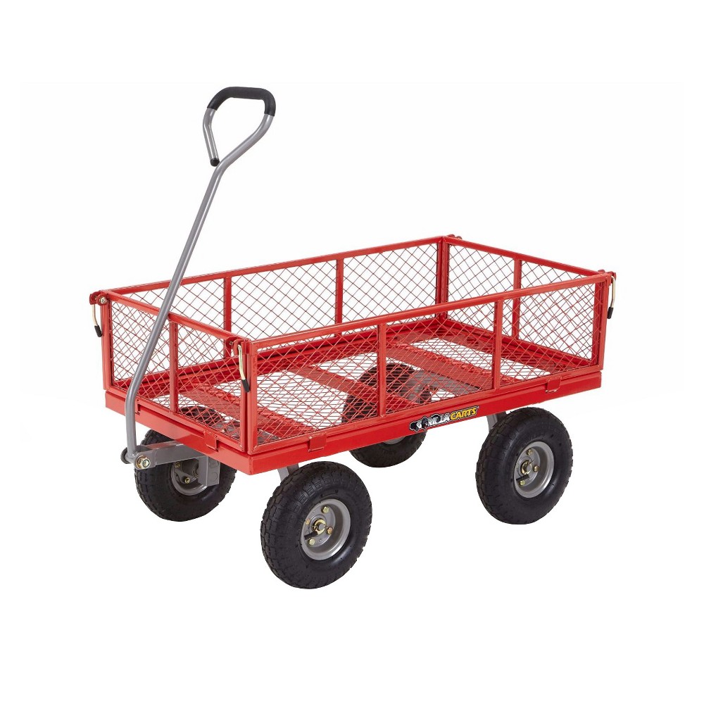 Gorilla Carts Steel Utility Cart with Removable Sides and Pneumatic Tires, 800-Pound Capacity, Red