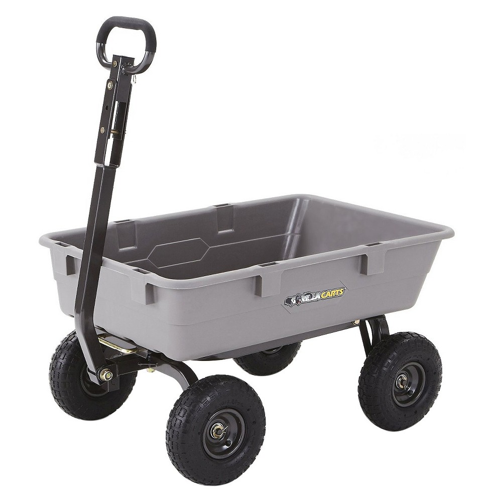 Gorilla Carts Poly Garden Dump Cart with Steel Frame and Pneumatic Tires, 800-Pound Capacity, Gray