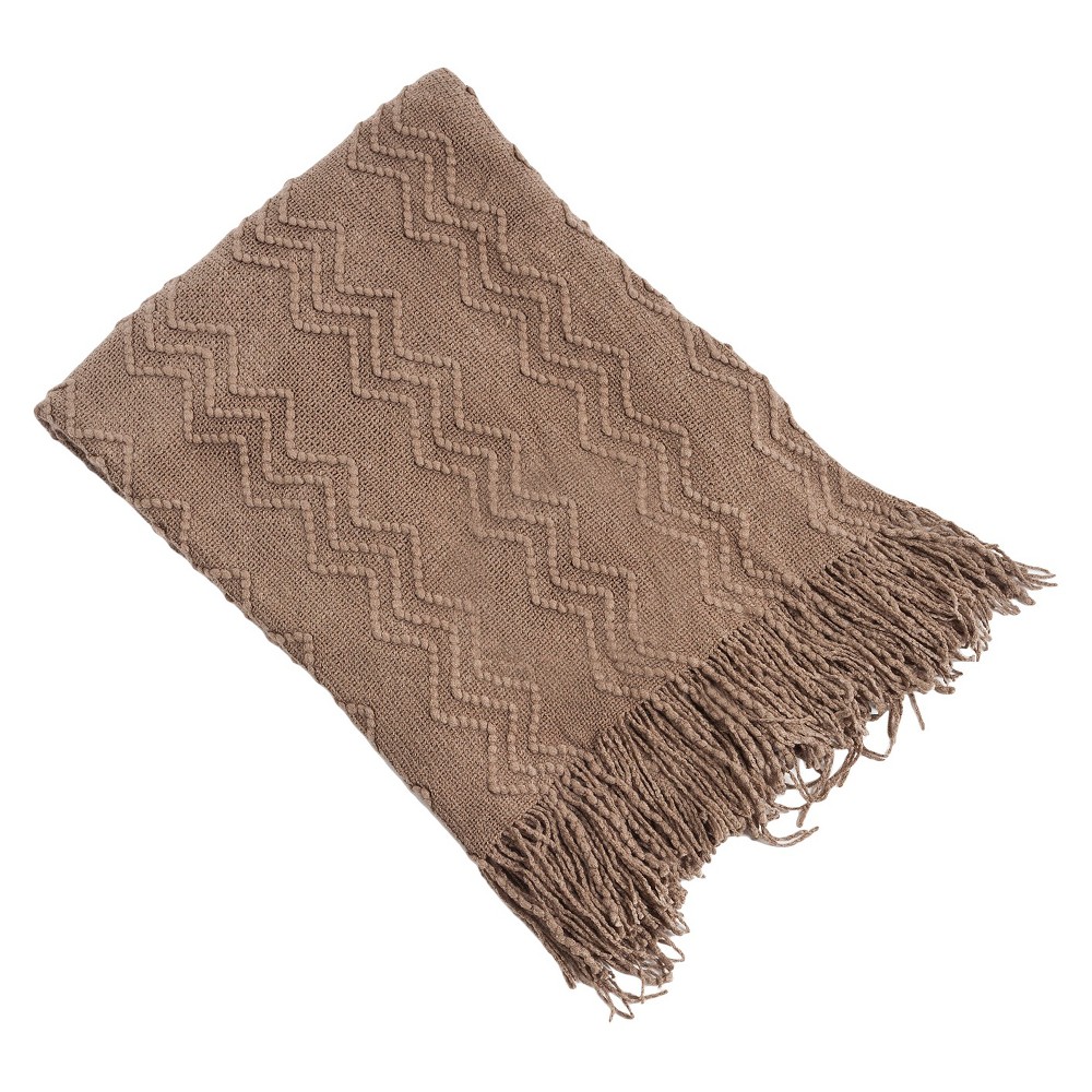 UPC 789323278999 product image for Knitted Zigzag Design Throw Shitake (50
