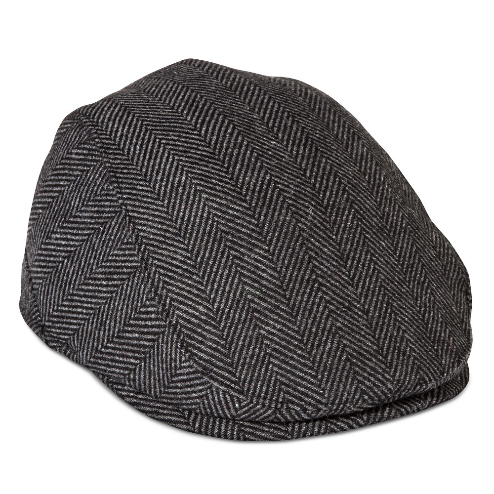 Mens Herringbone Adjustable Ivy Caps - Black One Size, Grey