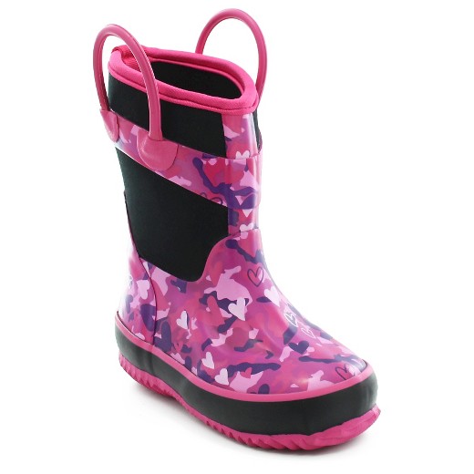 Western Chief Toddler Girls' Heart Camo Neoprene Rain Boot Pink Target